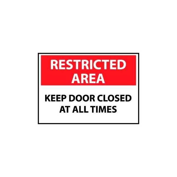 National Marker Co Restricted Area Plastic - Keep Door Closed At All Times RA13RB - main